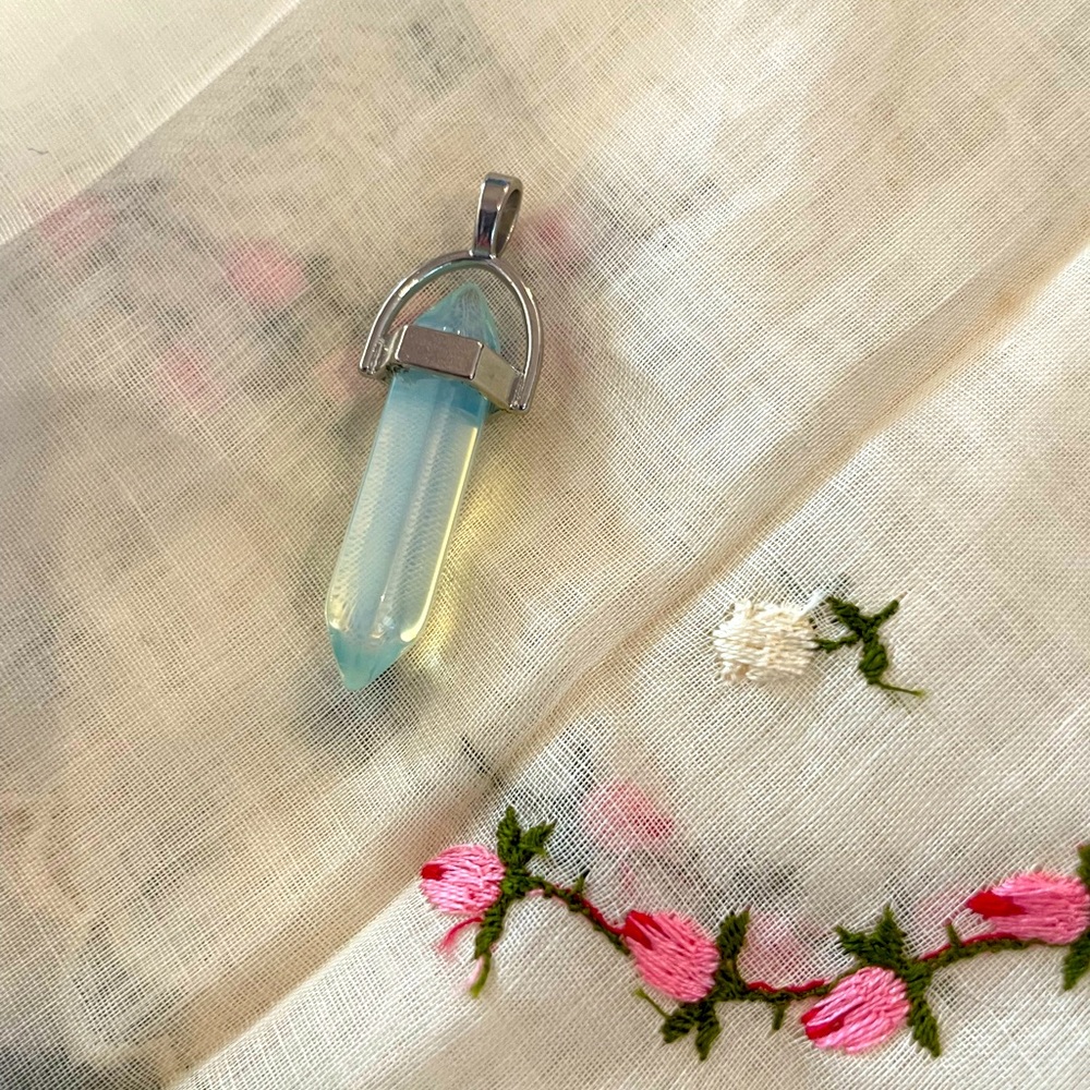 NWOTS Opalite Hexagon Point Pendulum Pendant Chakra Reiki Healing Amulet